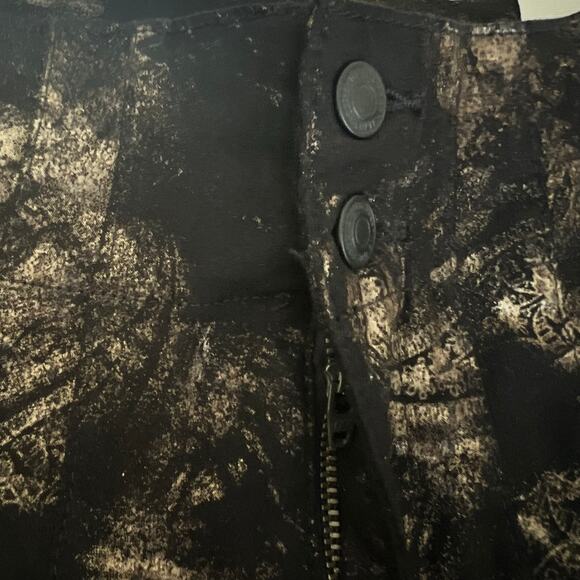 Free People Jayde Metallic High Rise Flare Leg Jeans In Black Tie Size 26 - Picture 7 of 15